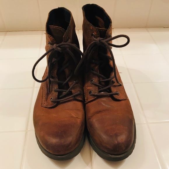Aldo Shoes - Distressed Leather Combat Booties